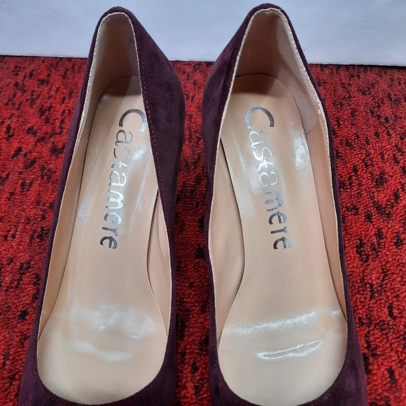 Castamere Red Burgandy Women's Block Heel Pump Slip on Shoes Faux Suede Size 9.5 - Picture 8 of 15